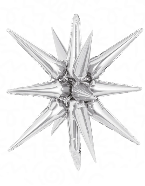 22in DecoChamp Silver Starburst Balloon - Joker Party Supply