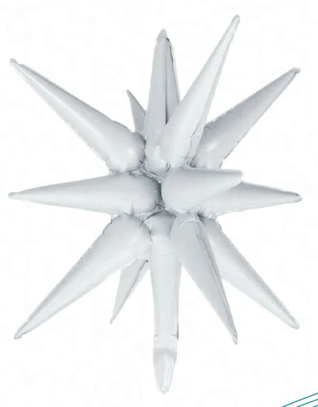 22in DecoChamp White Starburst Balloon - Joker Party Supply