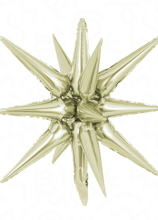 22in DecoChamp White Gold Starburst Balloon - Joker Party Supply