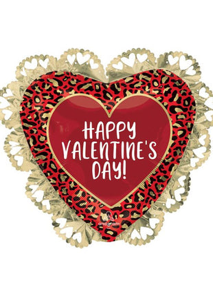 23in Anagram Happy valentine's Day Animal Print Intricate Balloon