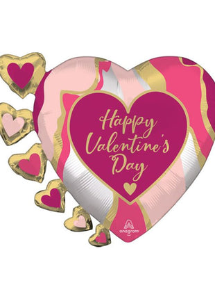 24in Anagram Happy Valentine's Day Satin Abstract Marble Balloon