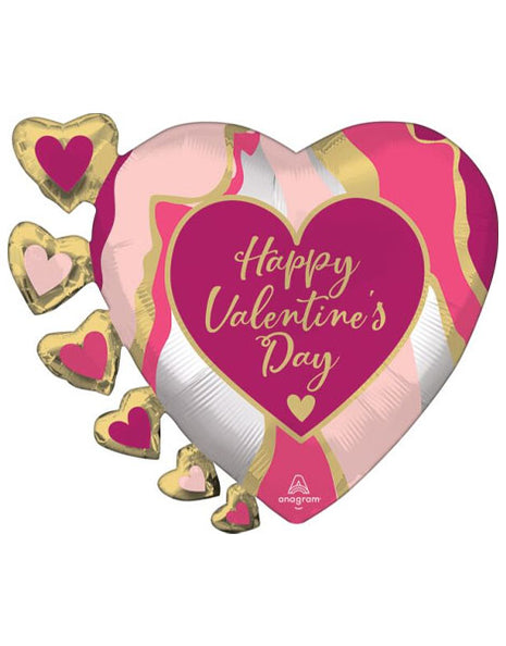 24in Anagram Happy Valentine's Day Satin Abstract Marble Balloon