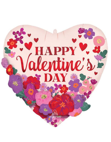 24in Anagram Happy Valentine's day Satin Bright Chintz Floral Garland Balloon