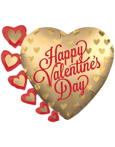 24in Anagram Satin Infused Pretty Gold Hearts Balloon