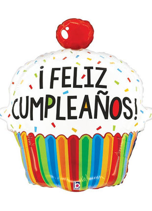 24in Betallic Cupcake De Cumpleanos Balloon
