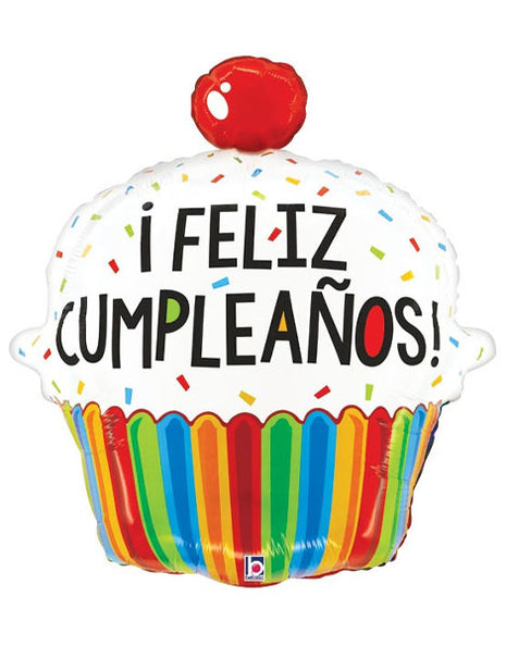 24in Betallic Cupcake De Cumpleanos Balloon