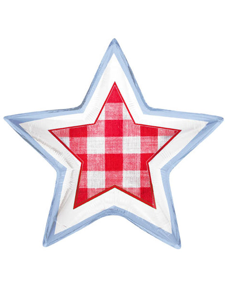 24in Tuftex Star USA Patriotic Picnic Gingham Star Balloon