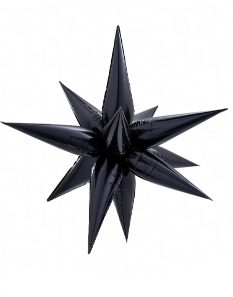 26in DecoChamp Black Starburst Balloon - Joker Party Supply