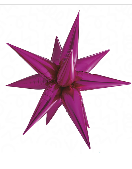26in DecoChamp Hot Pink Starburst Balloon - Joker Party Supply