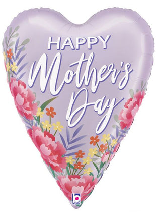 26in Betallic Satin Floral Mother's Day Heart Balloon