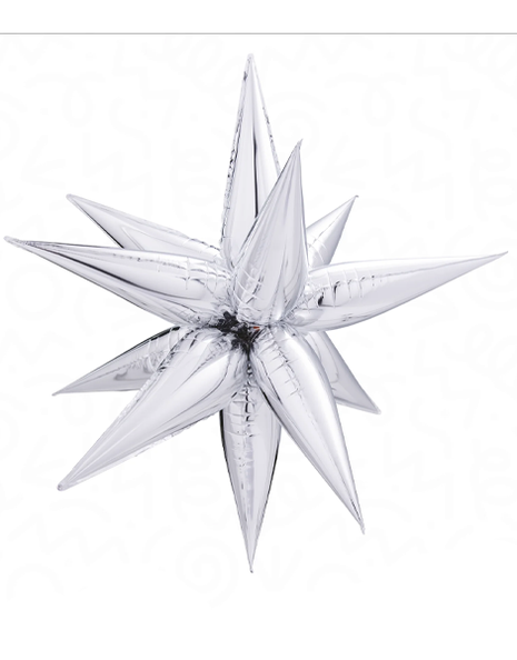 26in DecoChamp Silver Starburst Balloon - Joker Party Supply