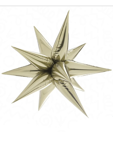 26in DecoChamp White Gold Starburst Balloon - Joker Party Supply