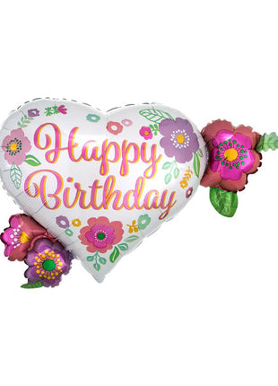 27in Anagram Happy Birthday Floral Print Balloon