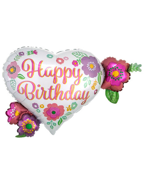 27in Anagram Happy Birthday Floral Print Balloon
