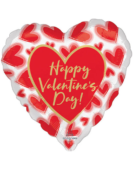 28in Anagram Happy Valentin's Day Blush Lined Hearts Balloon