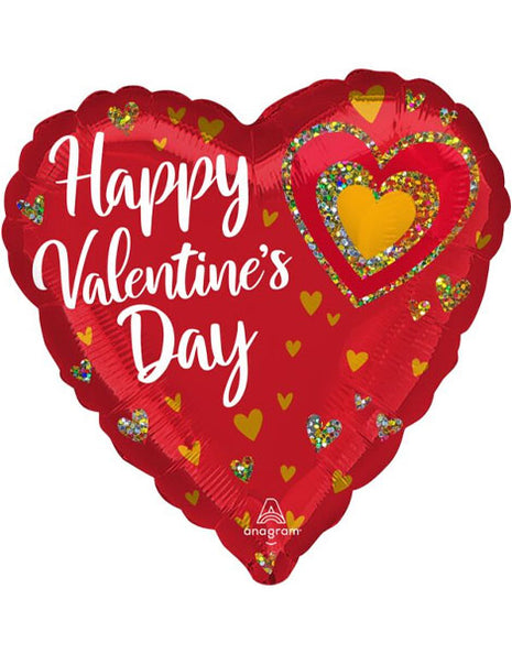 28in Anagram Happy Valentine's Day Glitter Hearts Balloon
