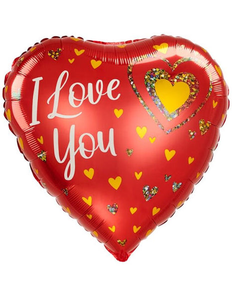 28in Anagram I Love You Glitter Hearts Balloon