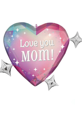 28in Anagram Radiant Gems Love You Mom Balloon