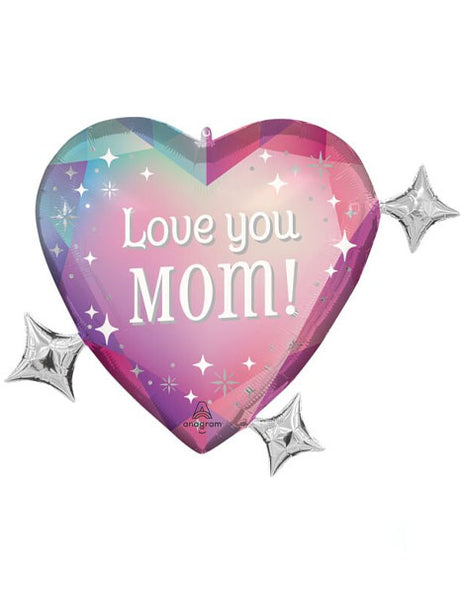 28in Anagram Radiant Gems Love You Mom Balloon