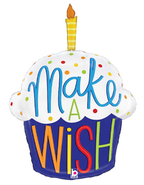 28in Betallic Make a Wish Cupcake Balloon