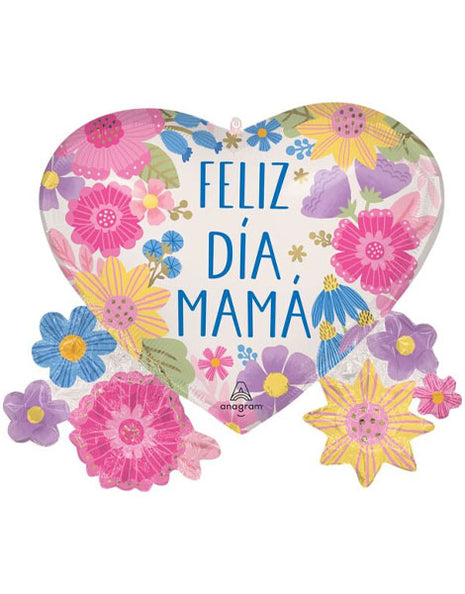 29in Anagram Feliz Dia Mama Botanical Lines Balloon