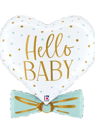 29in Betallic Blue Baby Bowtie Heart Balloon