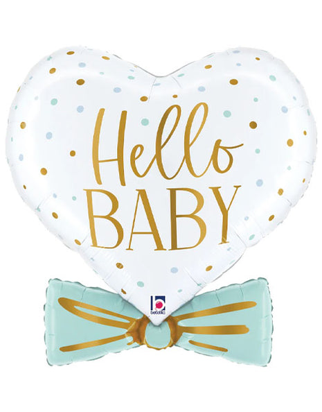 29in Betallic Blue Baby Bowtie Heart Balloon