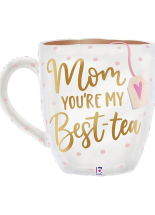 29in Betallic Satin Mom you're My Best-tea Mug Balloon