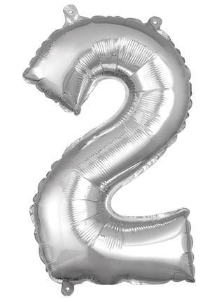 16in Anagram Air-Filled Silver Number 2 Balloon - Joker Party Supply