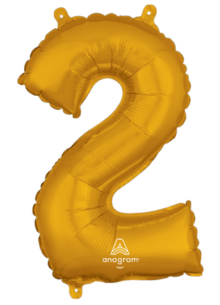16in Anagram Air-Filled Gold Number 2 Balloon - Joker Party Supply