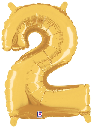 14in Betallic Air-Filled Gold Number 2 Ballooon - Joker Party Supply