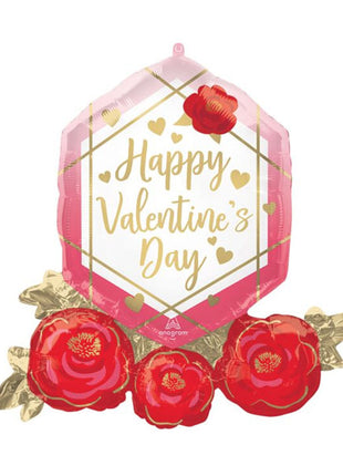 33in Anagram Happy Valentine's Day Gem And Roses Balloon