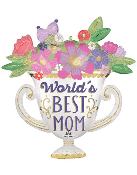 30in Anagram Satin World's Best Mom Trophy Balloon