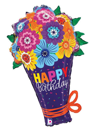 30in Betallic Bold Blooms Birthday Bouquet Balloon