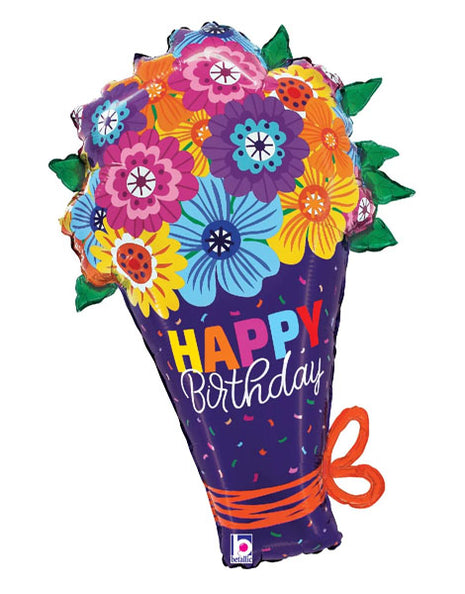 30in Betallic Bold Blooms Birthday Bouquet Balloon