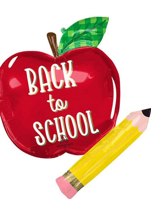 31in Betallic Back to School Apple and Pencil Balloon