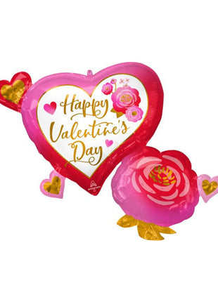 32in Anagram Happy Valentine's Day Heart And Rose Balloon