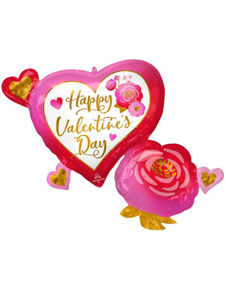 32in Anagram Happy Valentine's Day Heart And Rose Balloon