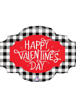 32in Betallic Buffalo Plaid Valentine Balloon