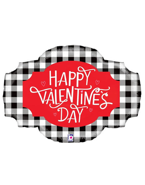 32in Betallic Buffalo Plaid Valentine Balloon