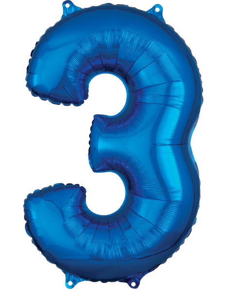 34in Anagram Blue Number 3 Balloon - Joker Party Supply