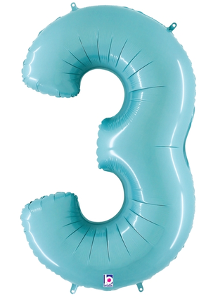 34in Betallic Pastel Blue Number 3 Megaloons - Joker Party Supply