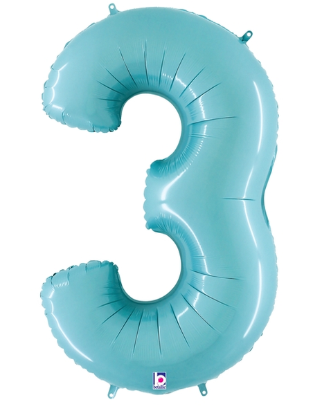 34in Betallic Pastel Blue Number 3 Megaloons - Joker Party Supply