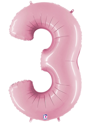 34in Betallic Pastel Pink Number 3 Megaloons - Joker Party Supply