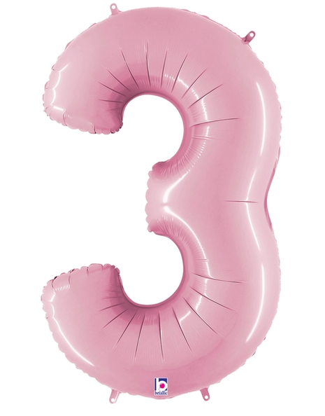 34in Betallic Pastel Pink Number 3 Megaloons - Joker Party Supply