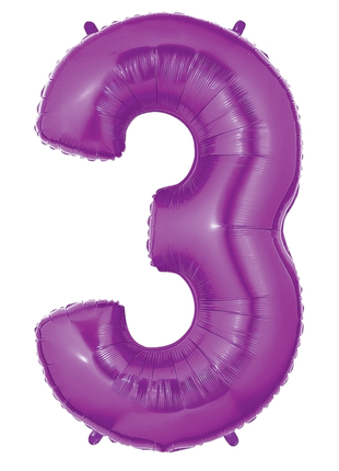 34in Betallic Purple Number 3 Megaloons - Joker Party Supply