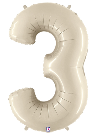 34in Betallic White Sand Number 3 Megaloons - Joker Party Supply
