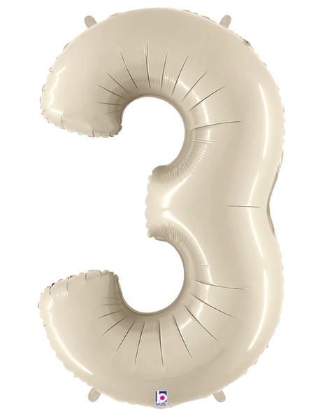 34in Betallic White Sand Number 3 Megaloons - Joker Party Supply