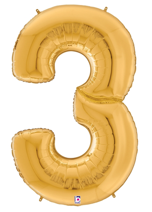 64in Betallic Gold Number 3 Gigaloons - Joker Party Supply