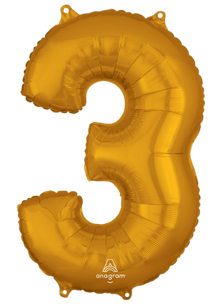 26in Anagram Gold Number 3 Balloon - Joker Party Supply
